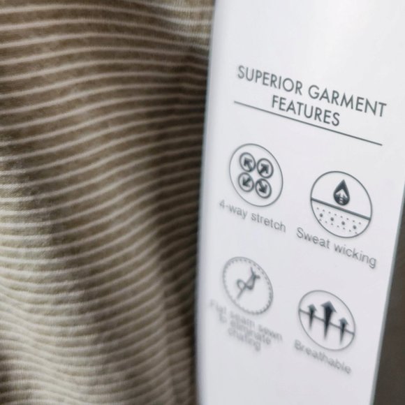 Glyder Simplicity Polo Linen Cream grey Stripe Limitless Movement Size Large - Picture 8 of 10